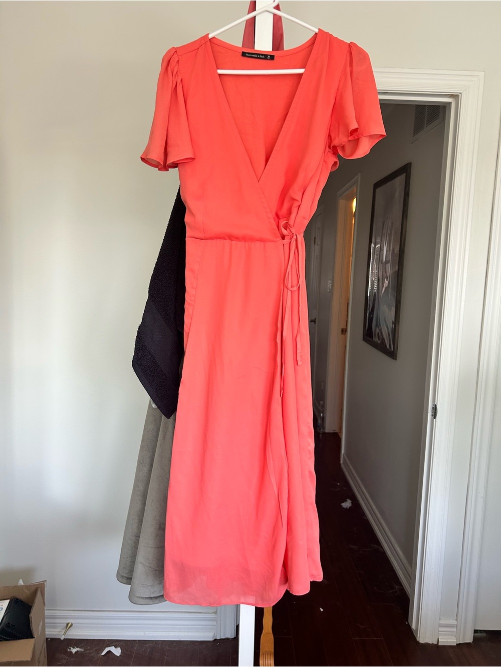 Abercrombie & Fitch Coral Wrap Midi Dress
